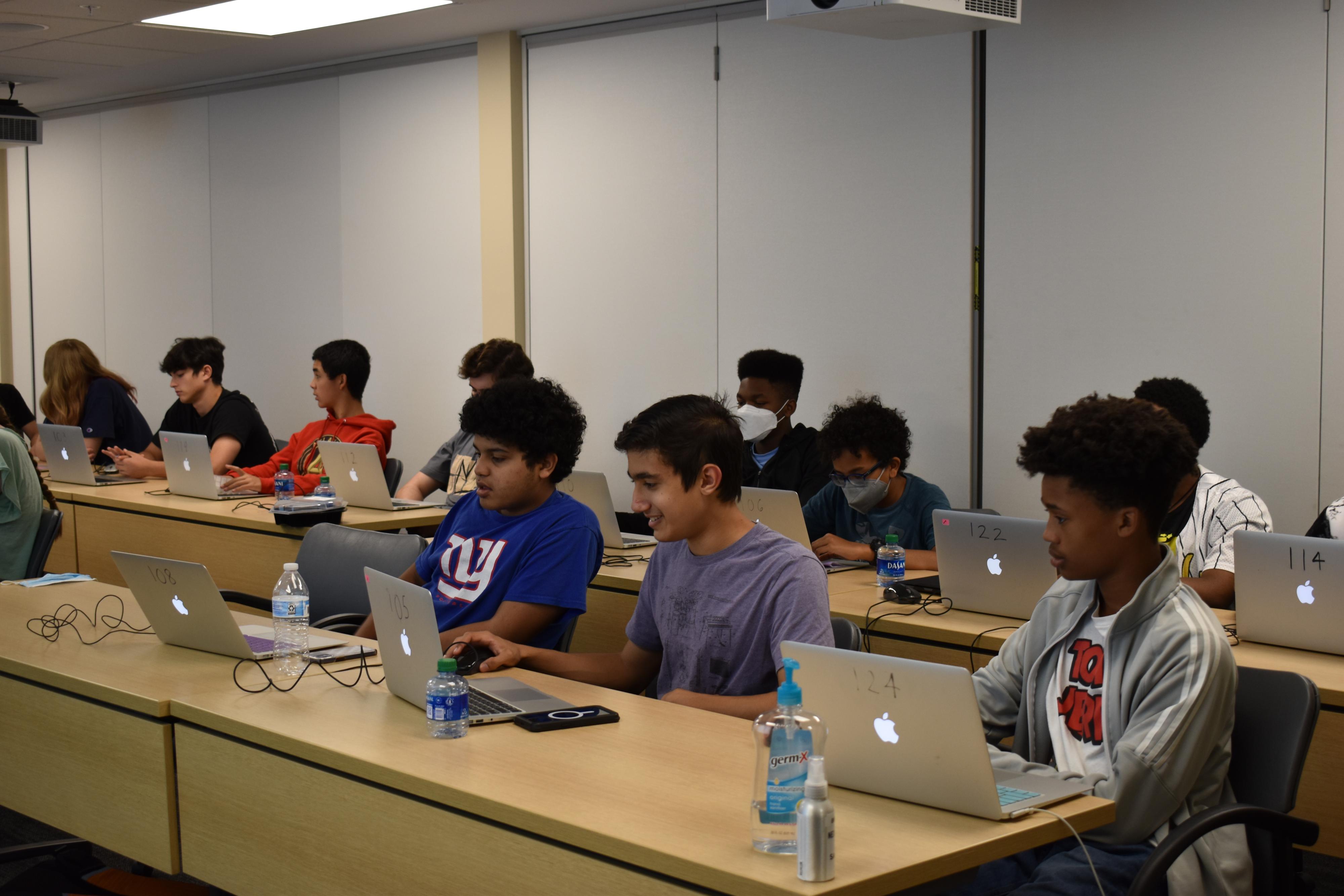 Students working on computers